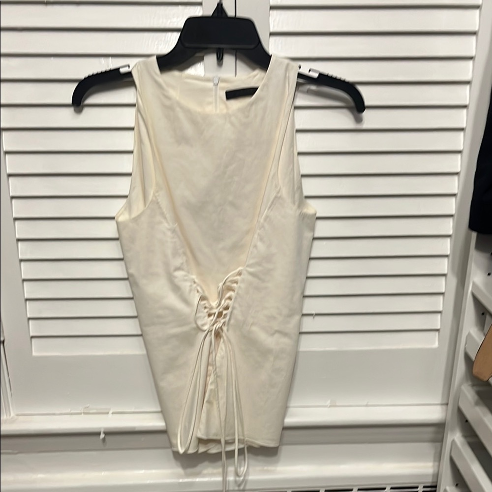 The Row Cream Ruched Tie Front Tank Top